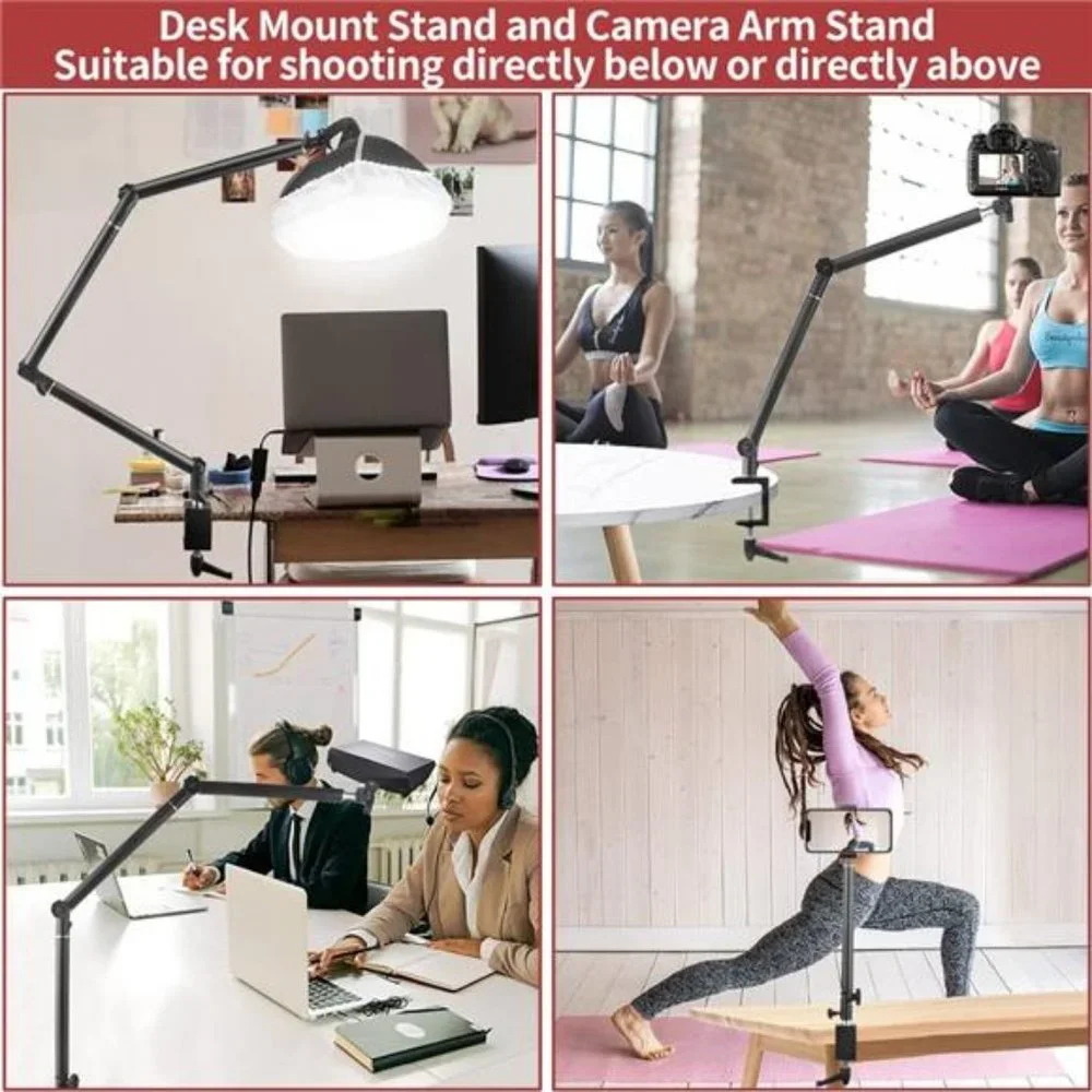 Overhead Camera Mount Arm Stand, Flexible Magic Arm, Desk Mount Light Stand
